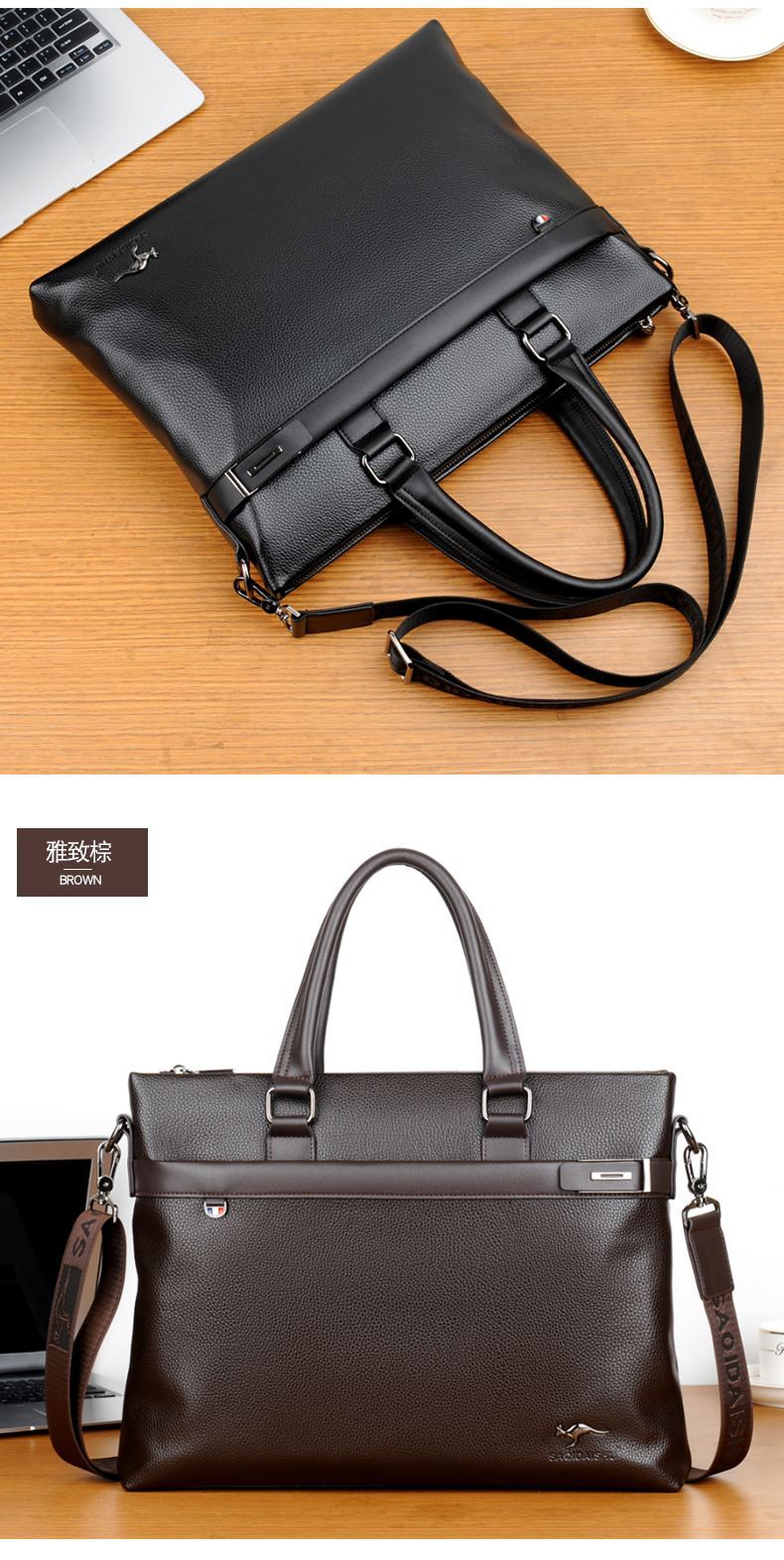 Men's Bag Genuine Leather Men Briefcase for Laptop 14 Messenger Men's Leather Bag Business Portfolio for Document A4