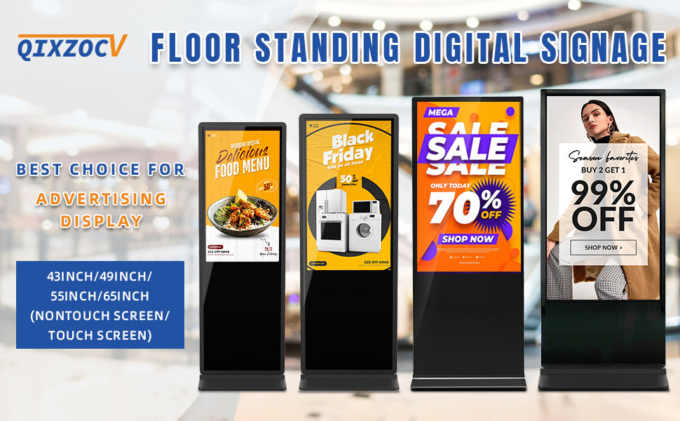 65 Inch 4K Digital Signage Kiosk Indoor Floor Standing Commercial Monitor Advertising Display LCD Totem with HDMI Input Player