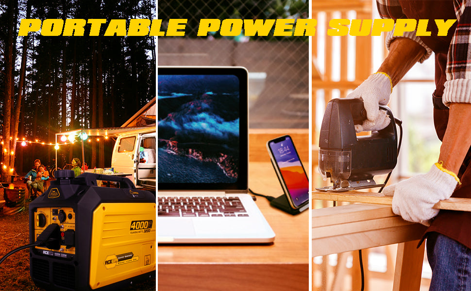 Aceup Energy 4000 Watt Portable Inverter Generator, Gas Powered Generator Quiet for Home, RV-Ready, EPA Compliant
