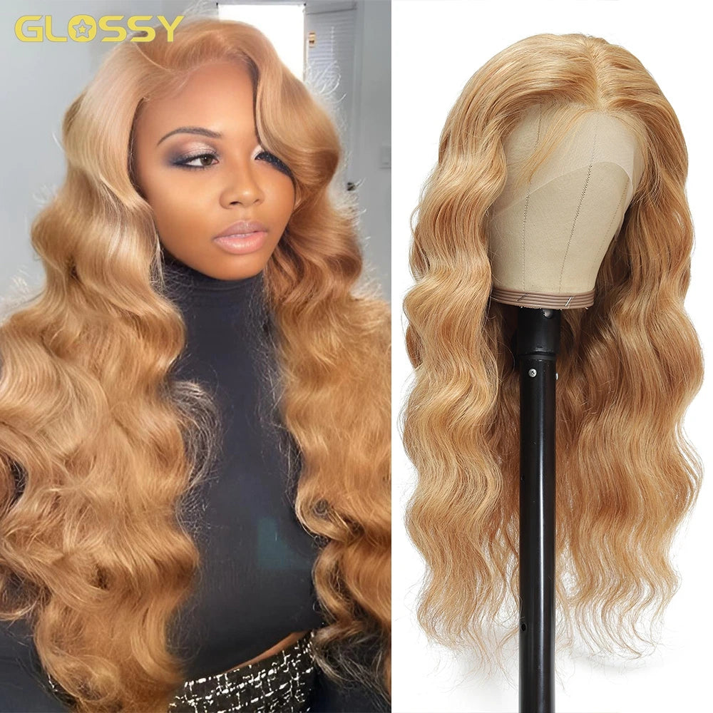 30 Inch Honey Blond Body Wave 13x6 Hd Transparent Lace Frontal Wig Glueless Brazilian Blonde Lace Front Human Hair Wigs On Sale
