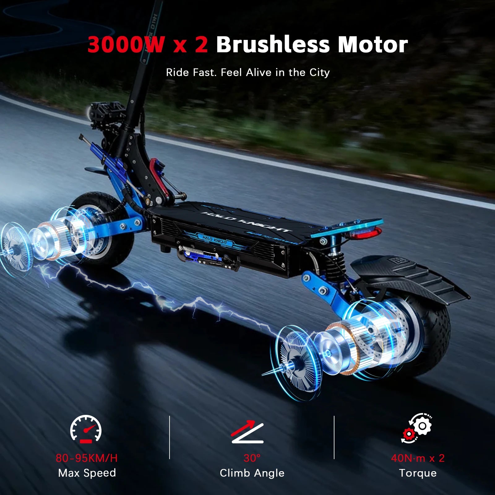 HALO KNIGHT T108Pro Adult Electric Scooter Fast Speed 95km/h Dual Motor 6000W Escooter Powerful E Scooter Electrical Scooter