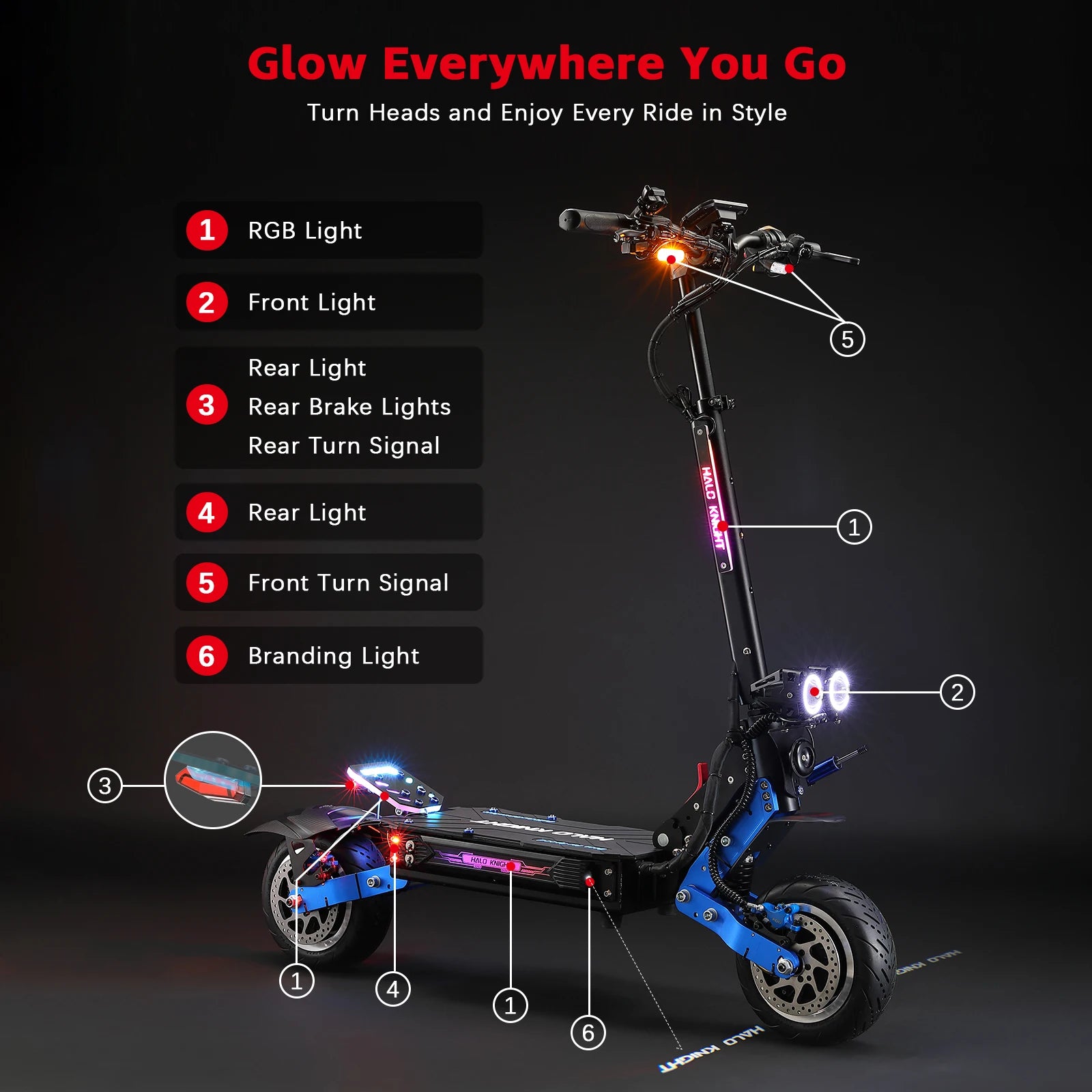 HALO KNIGHT T108Pro Adult Electric Scooter Fast Speed 95km/h Dual Motor 6000W Escooter Powerful E Scooter Electrical Scooter