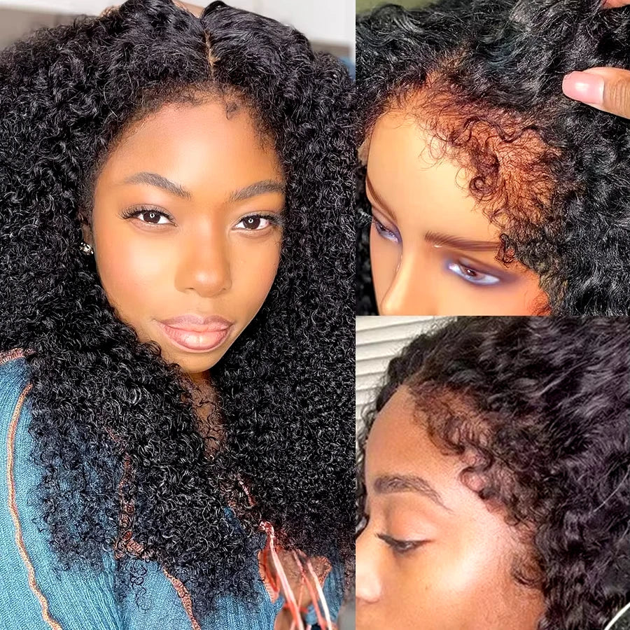 250% Curly Baby Hair Wig 13x6 HD Lace Front Human Hair Wigs Kinky Curly Pre plucked Brazilian Remy Human Hair 13x4 Curly Wigs