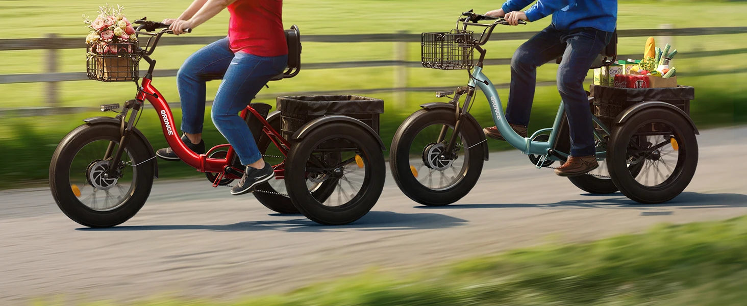 QRONGE Electric Bike for Adults 960W Peak 36V 13.5AH Battery Folding Electric Tricycle 50 Miles Range Fat Tire Electric Trike