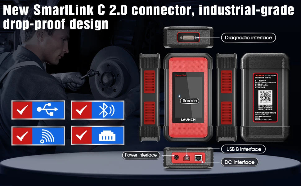 LAUNCH X431 SMARTLINK C HD 24V Heavy Duty Truck Diagnostic Tools Remote Control Works with X431 PRO3S+ V5.0 PRO3 ACE