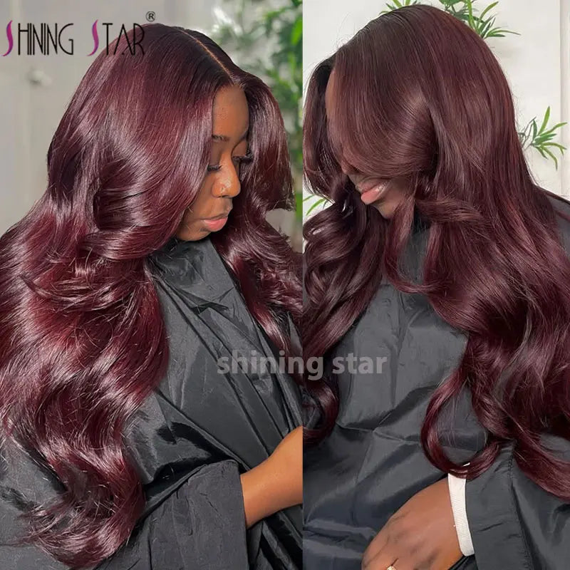 13X4 Wear And Go Glueless Lace Frontal Wig Body Wave Colored Burgundy 13X6 Lace Closure Human Hair Wigs Glueless Ready To Wear