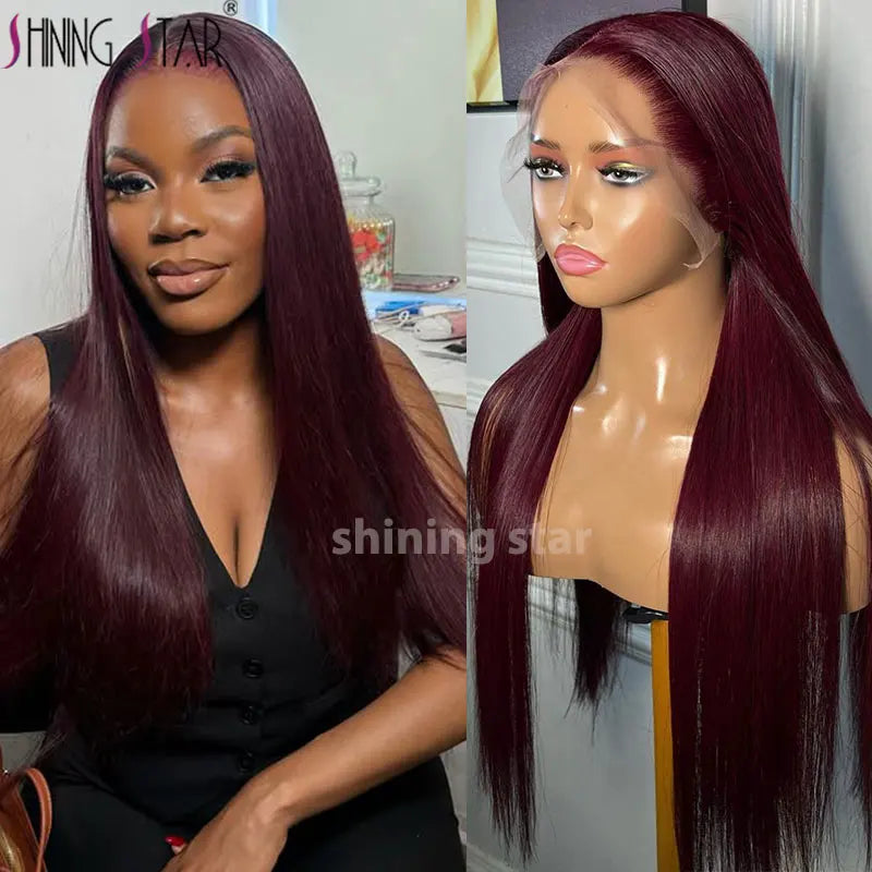 13X4 Wear And Go Glueless Lace Frontal Wig Body Wave Colored Burgundy 13X6 Lace Closure Human Hair Wigs Glueless Ready To Wear
