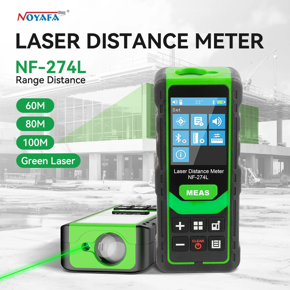 Noyafa Nf-274l Green Laser Distance Meter 60m Rangefinder Laser Range Tape Finder Measure Electronic Level Test Tools