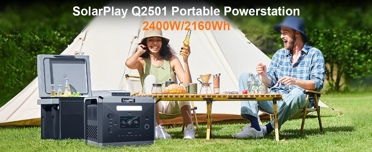 Solar Generator 2160WH 2304WH Long-life LiFePO4 Portable Power Station & 200W Solar Panel for Home Campervan Up to 2400W Output