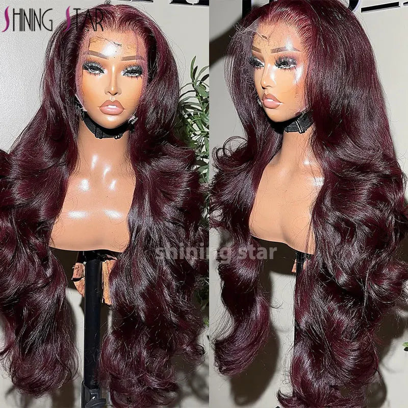 13X4 Wear And Go Glueless Lace Frontal Wig Body Wave Colored Burgundy 13X6 Lace Closure Human Hair Wigs Glueless Ready To Wear