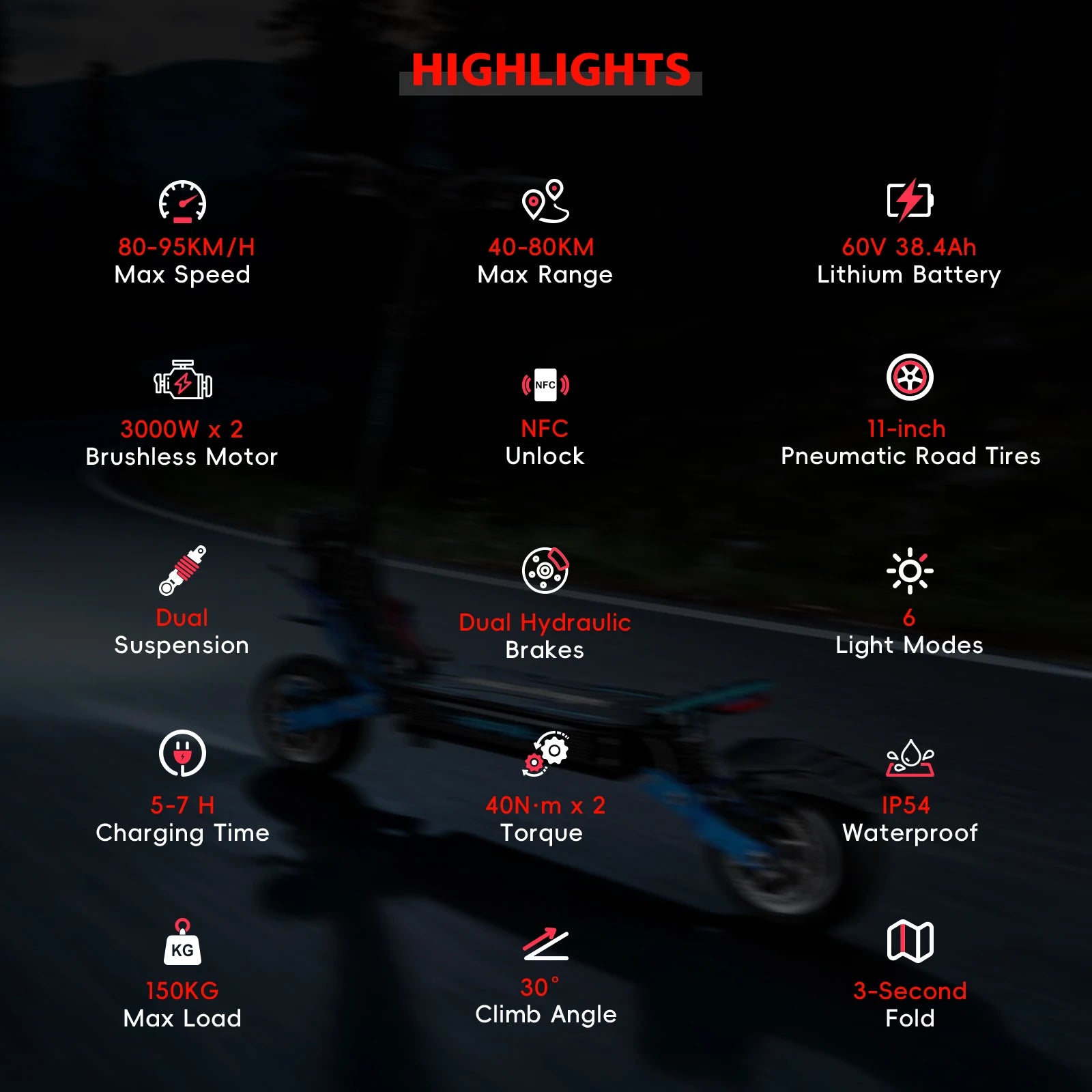 HALO KNIGHT T108Pro Adult Electric Scooter Fast Speed 95km/h Dual Motor 6000W Escooter Powerful E Scooter Electrical Scooter