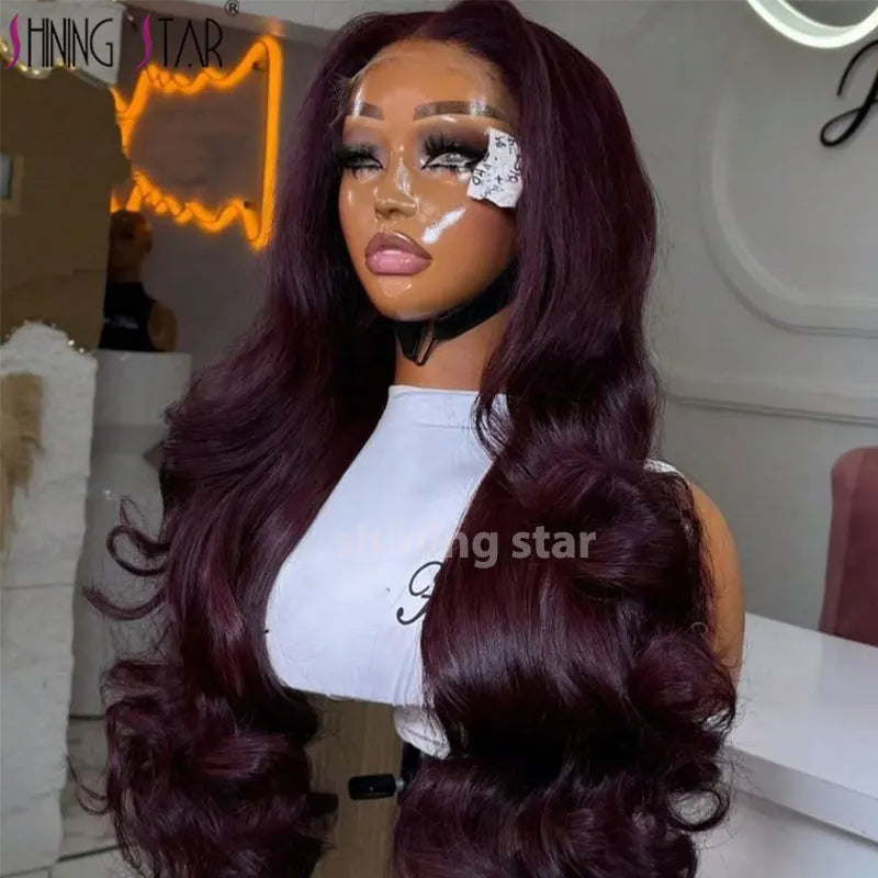 13X4 Wear And Go Glueless Lace Frontal Wig Body Wave Colored Burgundy 13X6 Lace Closure Human Hair Wigs Glueless Ready To Wear