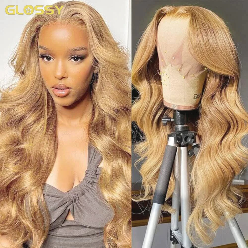30 Inch Honey Blond Body Wave 13x6 Hd Transparent Lace Frontal Wig Glueless Brazilian Blonde Lace Front Human Hair Wigs On Sale