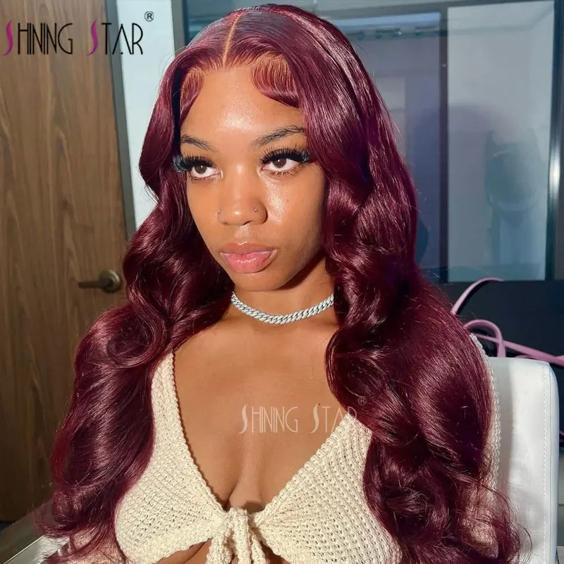 13X4 Wear And Go Glueless Lace Frontal Wig Body Wave Colored Burgundy 13X6 Lace Closure Human Hair Wigs Glueless Ready To Wear