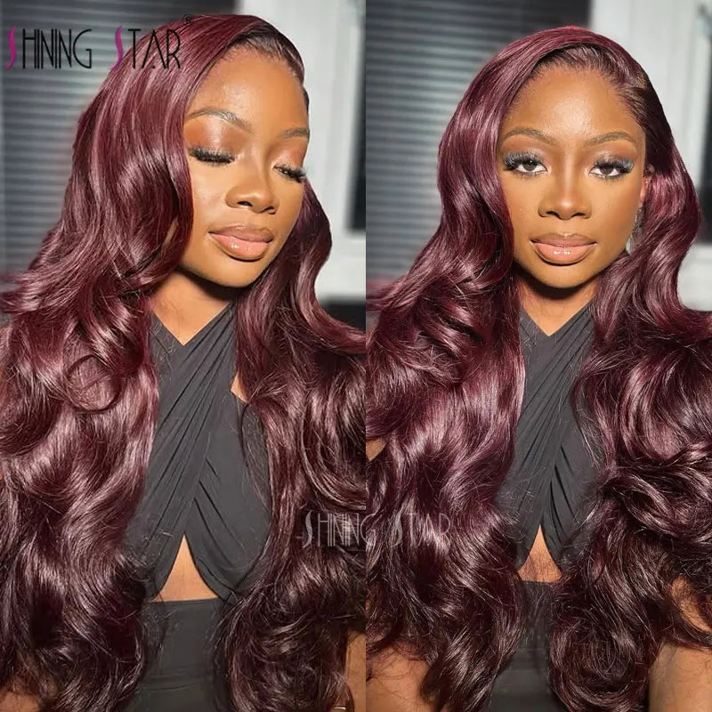 13X4 Wear And Go Glueless Lace Frontal Wig Body Wave Colored Burgundy 13X6 Lace Closure Human Hair Wigs Glueless Ready To Wear