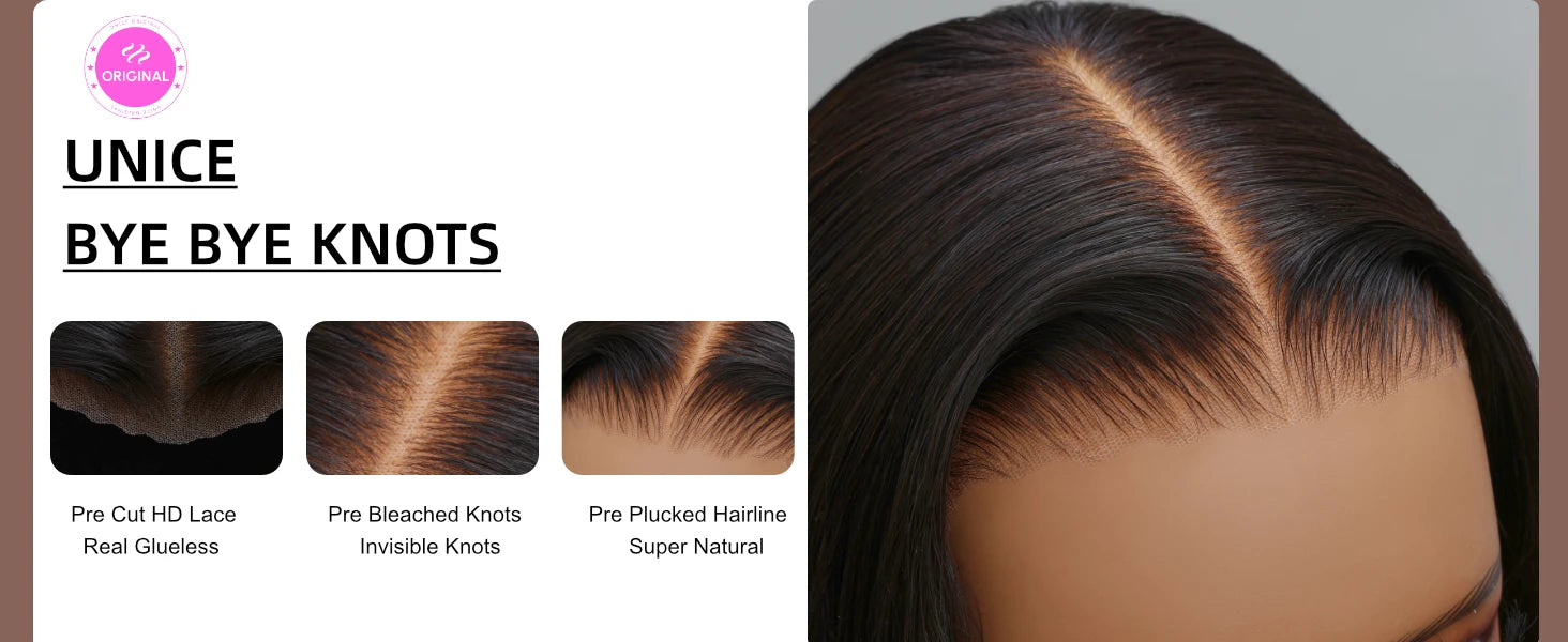 Unice Hair Drawstring Cap 7x5 & 13x4 Water Wave Human Hair Wig With Baby Hair Pre Cut Pre Bleached Pre Plucked Glueless Wigs