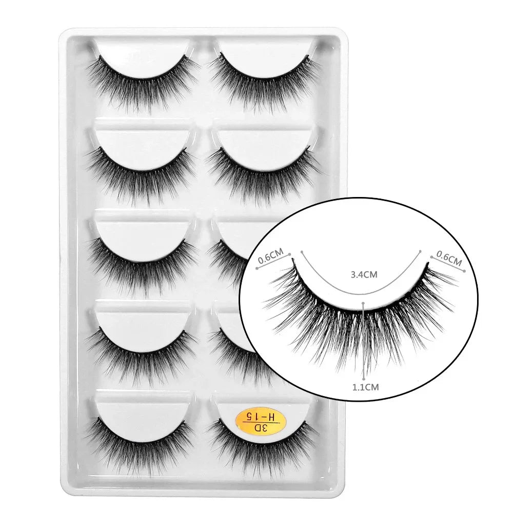 New Full 5 Pairs One Box 3D Mink Hair False Eyelashes Natural Thick Long Eye Lashes Wispy Makeup Beauty Extension Tools H13