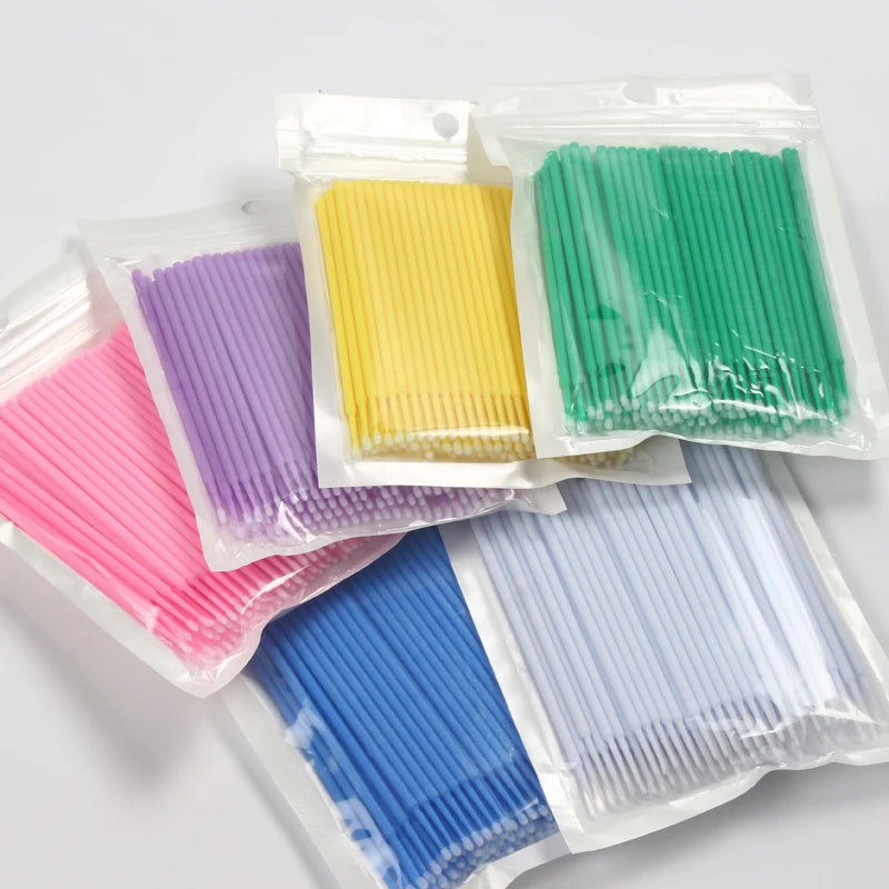 100pcs/Bag Micro Applicator Brush Disposable Eye Lashes Mascara Wands for Eyelash Extension Micro Swabs Microblading Supplies
