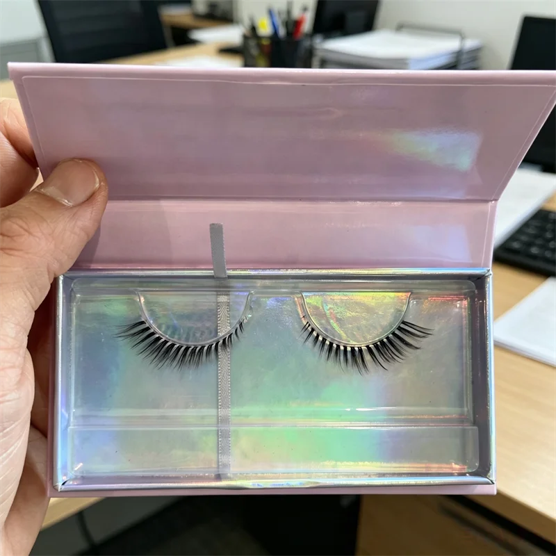 Ultra Thin Band Faux Mink Lashes Comfort Lightweight Soft Eyelash Vegan Wispy Synthetic Hair 3D Natural PBT Fiber Cat Eye Lashes
