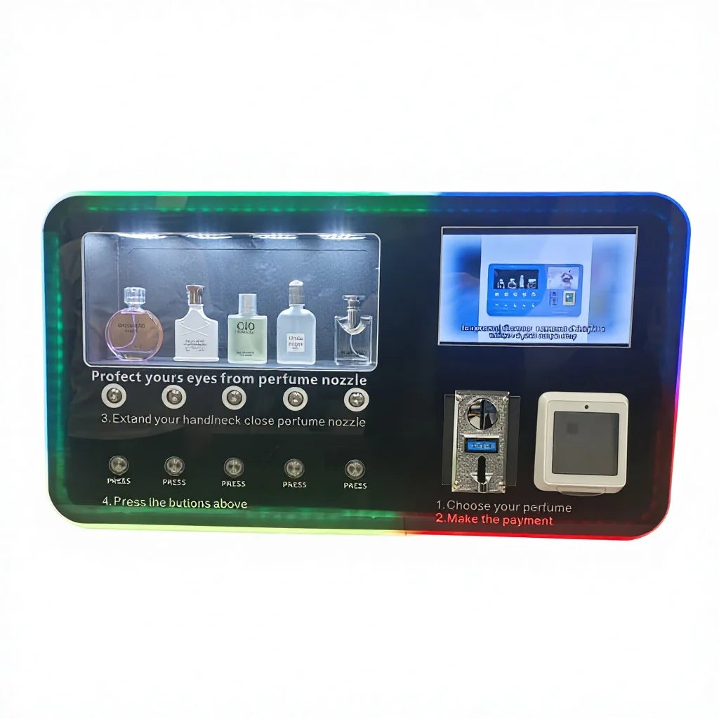 Professional Coin Operated Cologne Vending Machine with WizarPOS Card Payment Automatic Fragrance Dispenser for Cinema and Bar