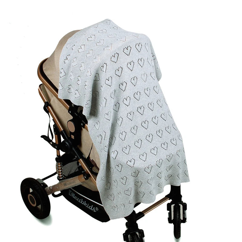Multi-use New Cotton Solid Baby New Born Organic Knitted Blanket Hollow Out Blanket Baby