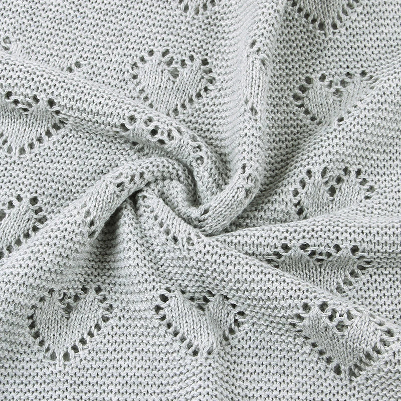Multi-use New Cotton Solid Baby New Born Organic Knitted Blanket Hollow Out Blanket Baby
