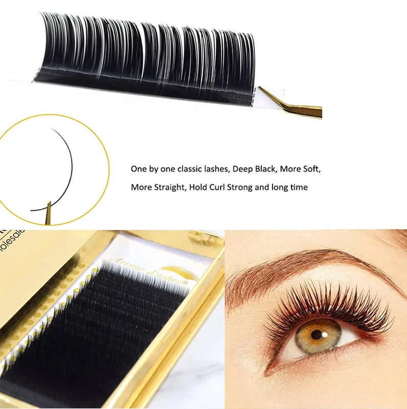 Individual Lashes 0.12 0.15 0.18 0.20mm Classic Cashmere Dark Black Lash Trays Soft Eye Lashes Extension