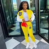 Casual Two-Piece Baseball Uniform Woolen Sports Suit with Short Tops Solid Winter Design One Set Nonwoven Women's