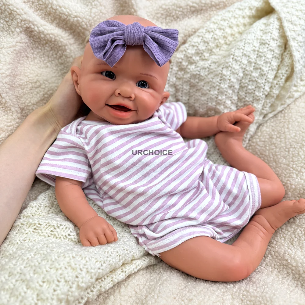 Chubby 20inch Full Silicone Reborn Baby Dolls for Girl Tan Skin Cute New Born Open Mouth Dolls Festival Gifts Age 3+