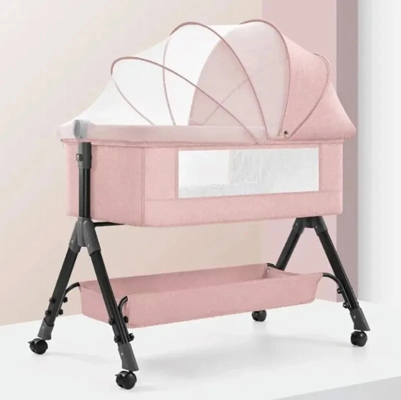 Portable Folding Height Adjustable New Born Toddlers Bassinet Baby Cradle Bed Portable Travel Crib with Mosquito Net