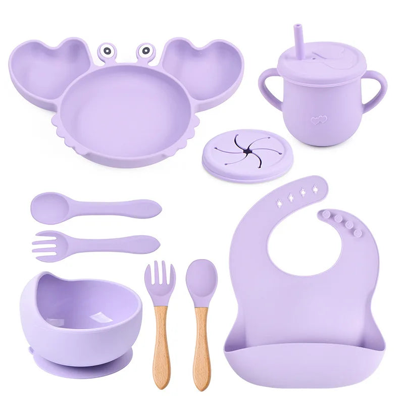 BPA Free New Born Gift Products Baby Feeding Set for Kids Silicone Dinnerware Sets for Toddler