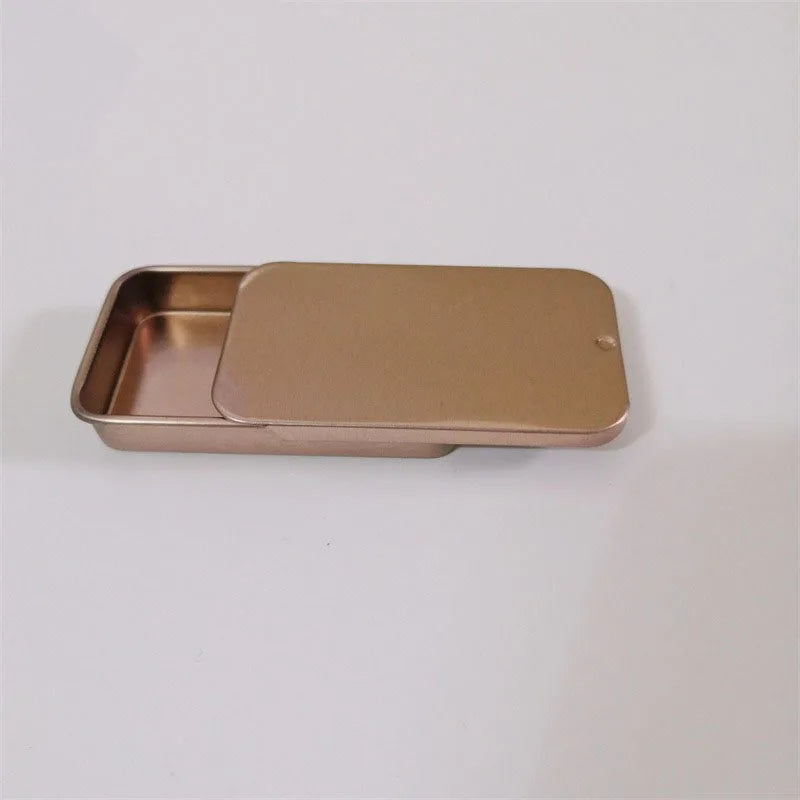 60X34X10mm 10g Silver White Black Empty Flat Slide Top Containers Lip Balm Solid Cologne Cosmetic Candy Tins Box Sliding Tin Can