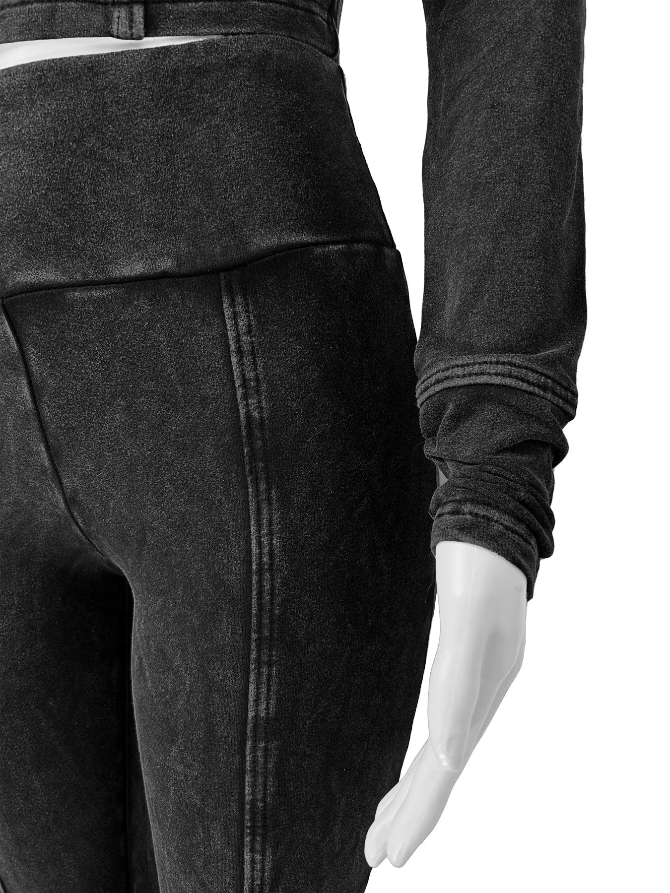 Top Quality Acid Wash Sweat Suit Tracksuit Zip up Hoodie Two Piece Flared Pants Suit Fall Winter 2 Piece Sets for Women