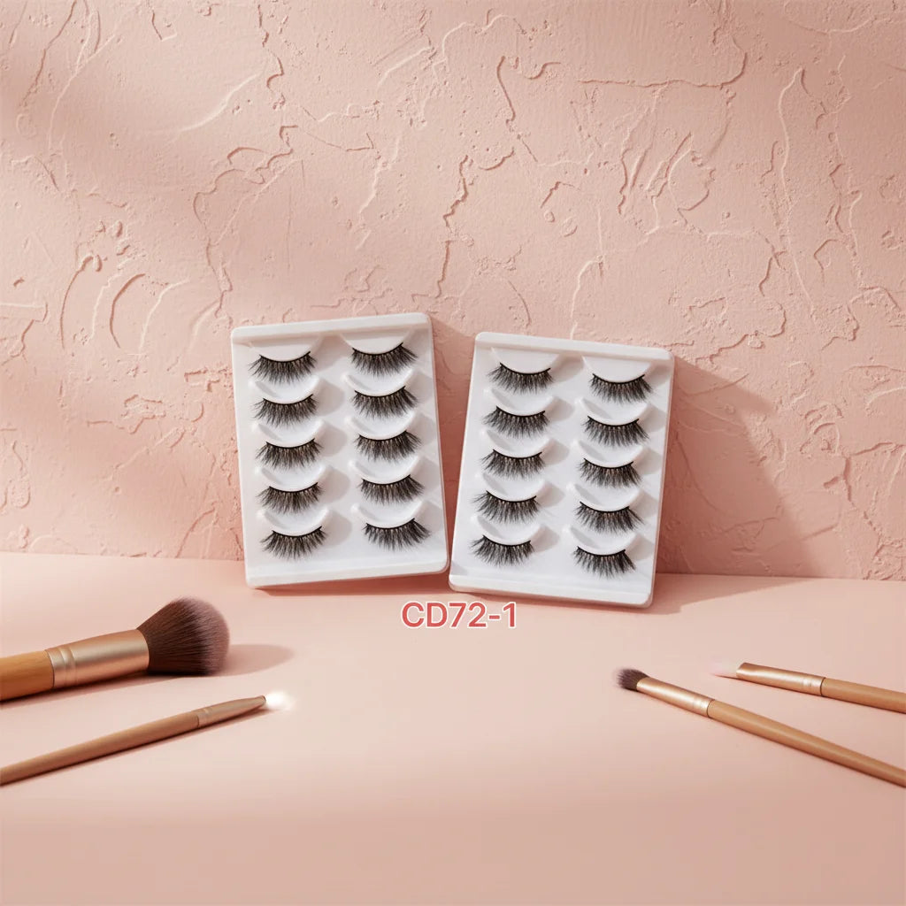 Professional Custom 5-Pair Half Lash Books for Cat Eye Lashes High Quality Silk Corner Lashes Handmade Custom Logo