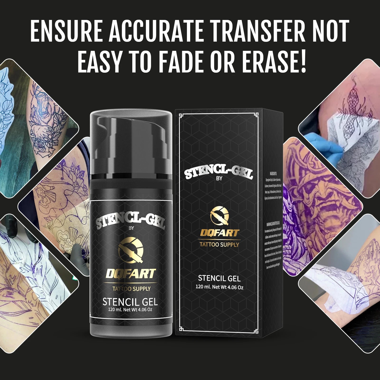 DQFART Cross-Border New 120ML/250ml Combo Pack Black Cologne Scent Professional Tattoo Gel Tattoo Artist Transfer Cream