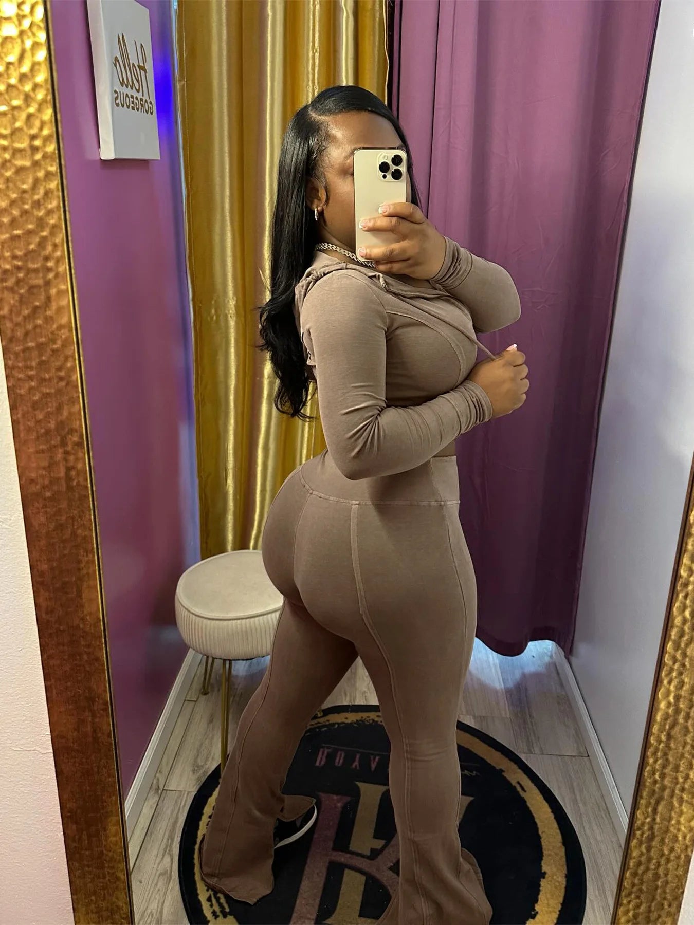 Top Quality Acid Wash Sweat Suit Tracksuit Zip up Hoodie Two Piece Flared Pants Suit Fall Winter 2 Piece Sets for Women
