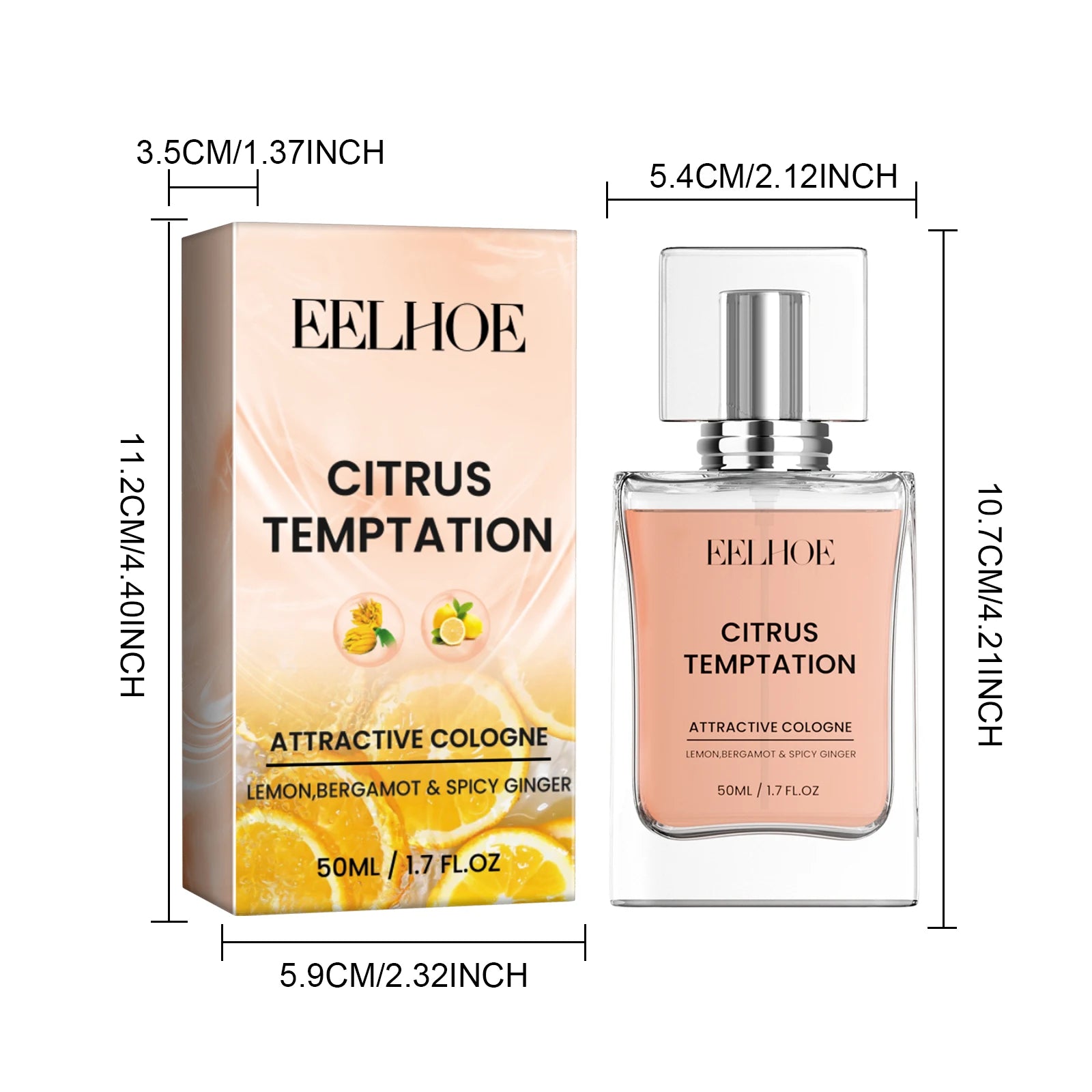 50ml Citrus Ginger Men Eau De Cologne Long Lasting Usa Stock Fast Shipping