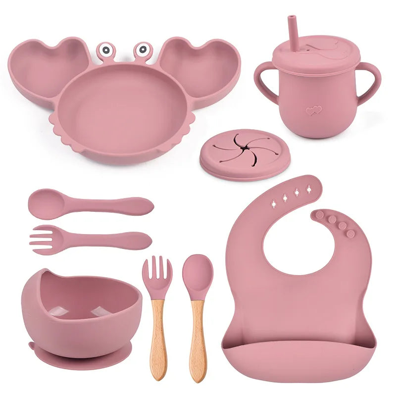 BPA Free New Born Gift Products Baby Feeding Set for Kids Silicone Dinnerware Sets for Toddler