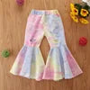Fashion Children's Wear Spring Fall Kids Girl's Jeans Double Deck Bell Bottoms Tassels New Born Baby Cloth Flare Pants