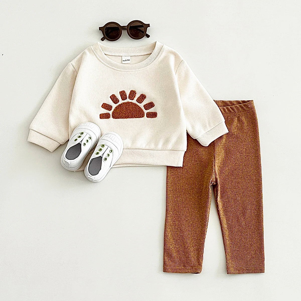 Autumn Baby Clothing Sets Wholesale New Born Infant Casual Sportswear with Spring Cotton Sun Moon Embroidery 2pcs Set