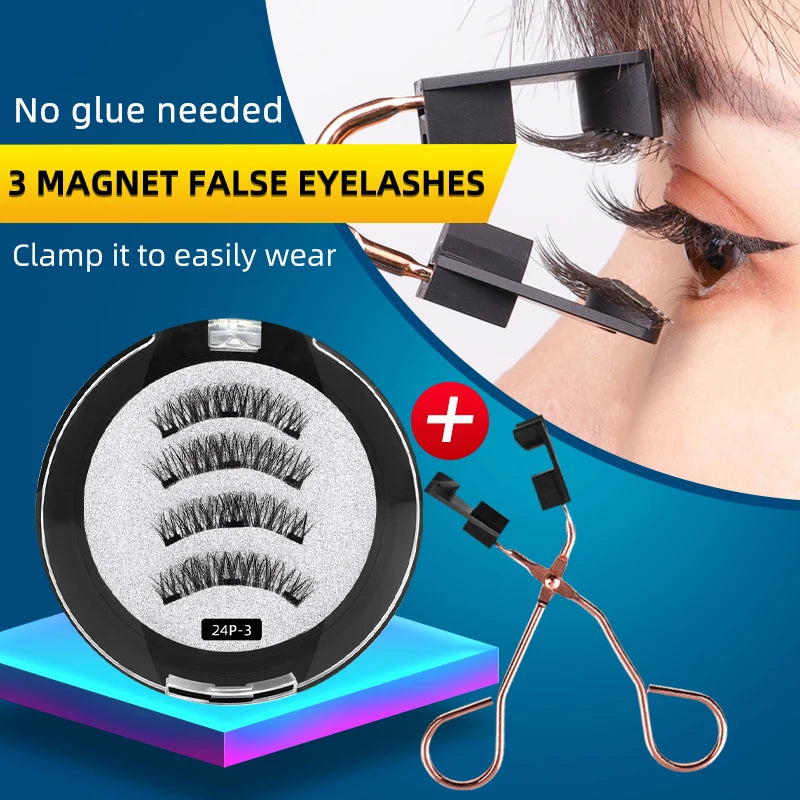 3 Magnet Magnetic Eyelashes Customized Packaging Logo 3d Invisible Magnetic Eye Lashes