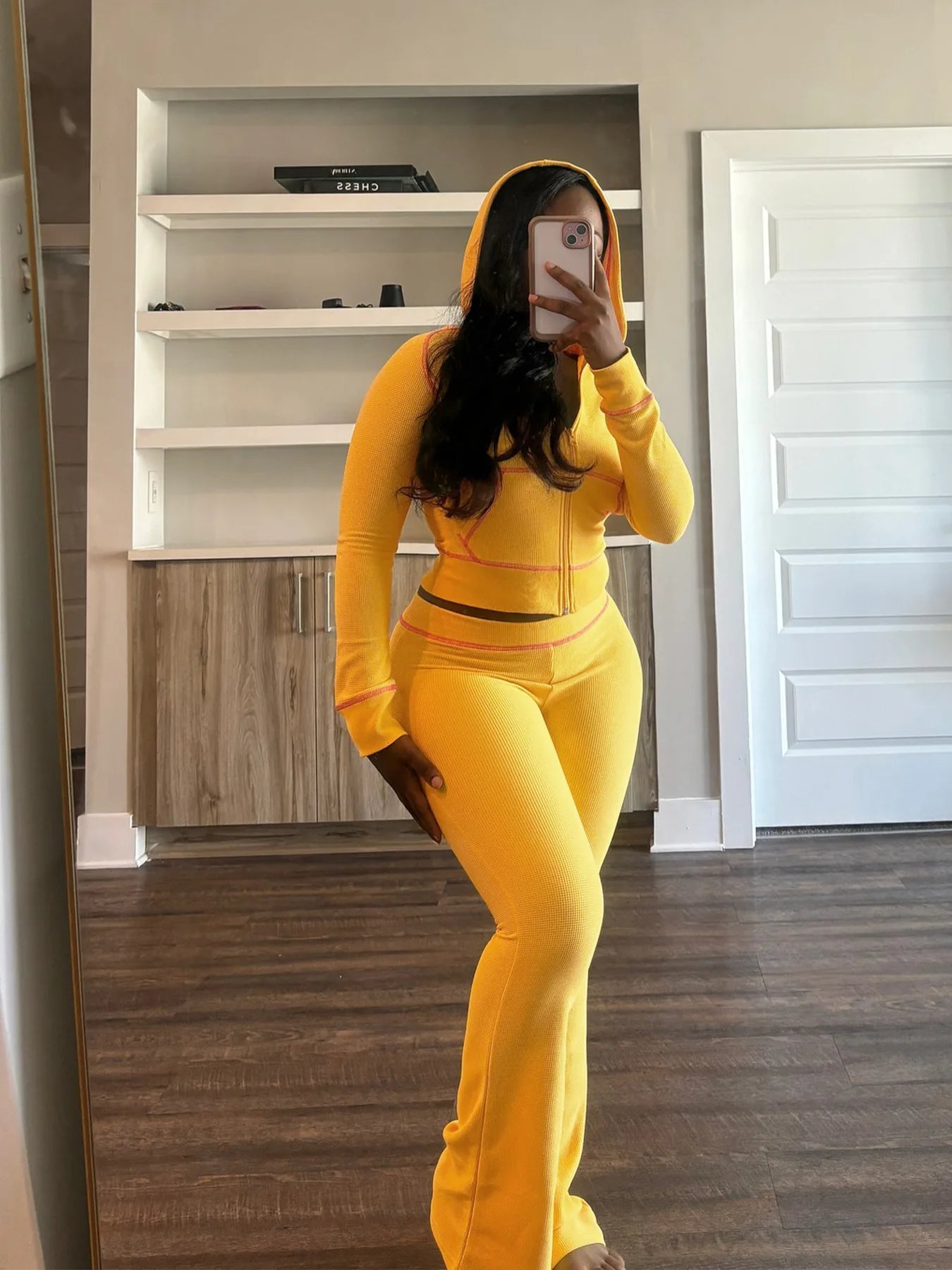 Custom Logo Fall 2024 Women Clothes Hooded and Flared Trousers Two Piece Set Women Clothing