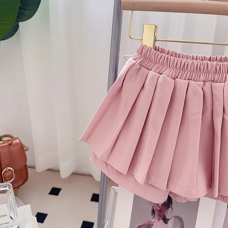 Girls Small Fragrant Wind Set Spring and Autumn New College Wind Small Fragrant Wind Top Pleated Skirt Two-piece Set
