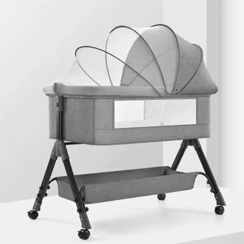 Portable Folding Height Adjustable New Born Toddlers Bassinet Baby Cradle Bed Portable Travel Crib with Mosquito Net