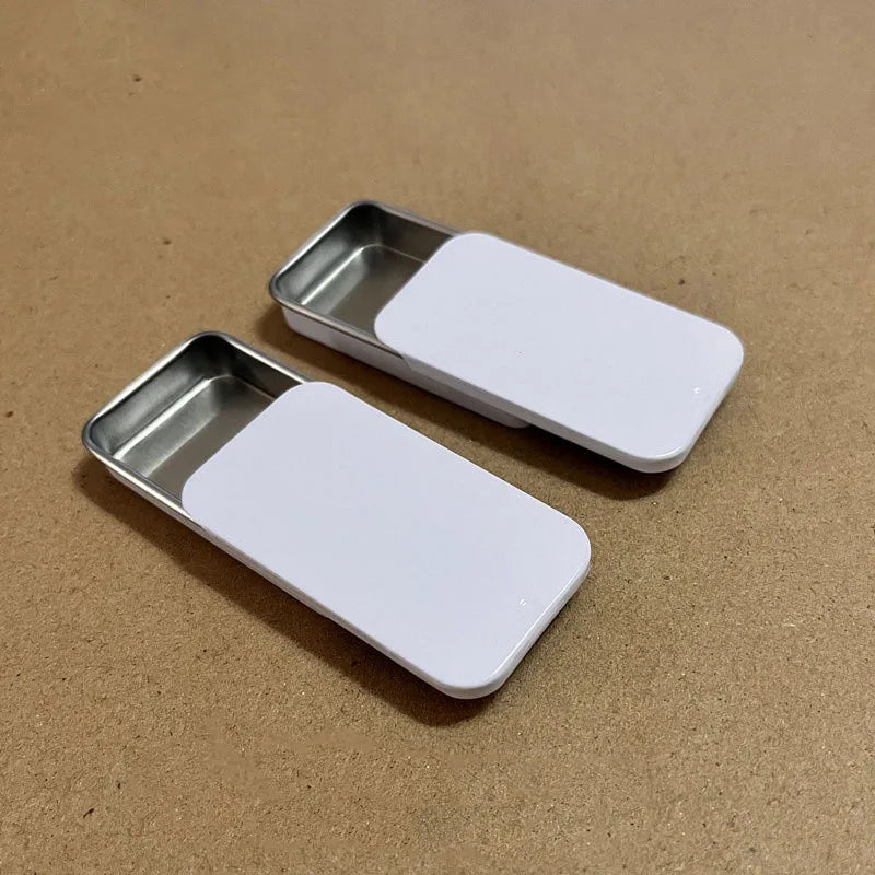 60X34X10mm 10g Silver White Black Empty Flat Slide Top Containers Lip Balm Solid Cologne Cosmetic Candy Tins Box Sliding Tin Can