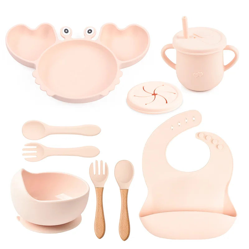 BPA Free New Born Gift Products Baby Feeding Set for Kids Silicone Dinnerware Sets for Toddler