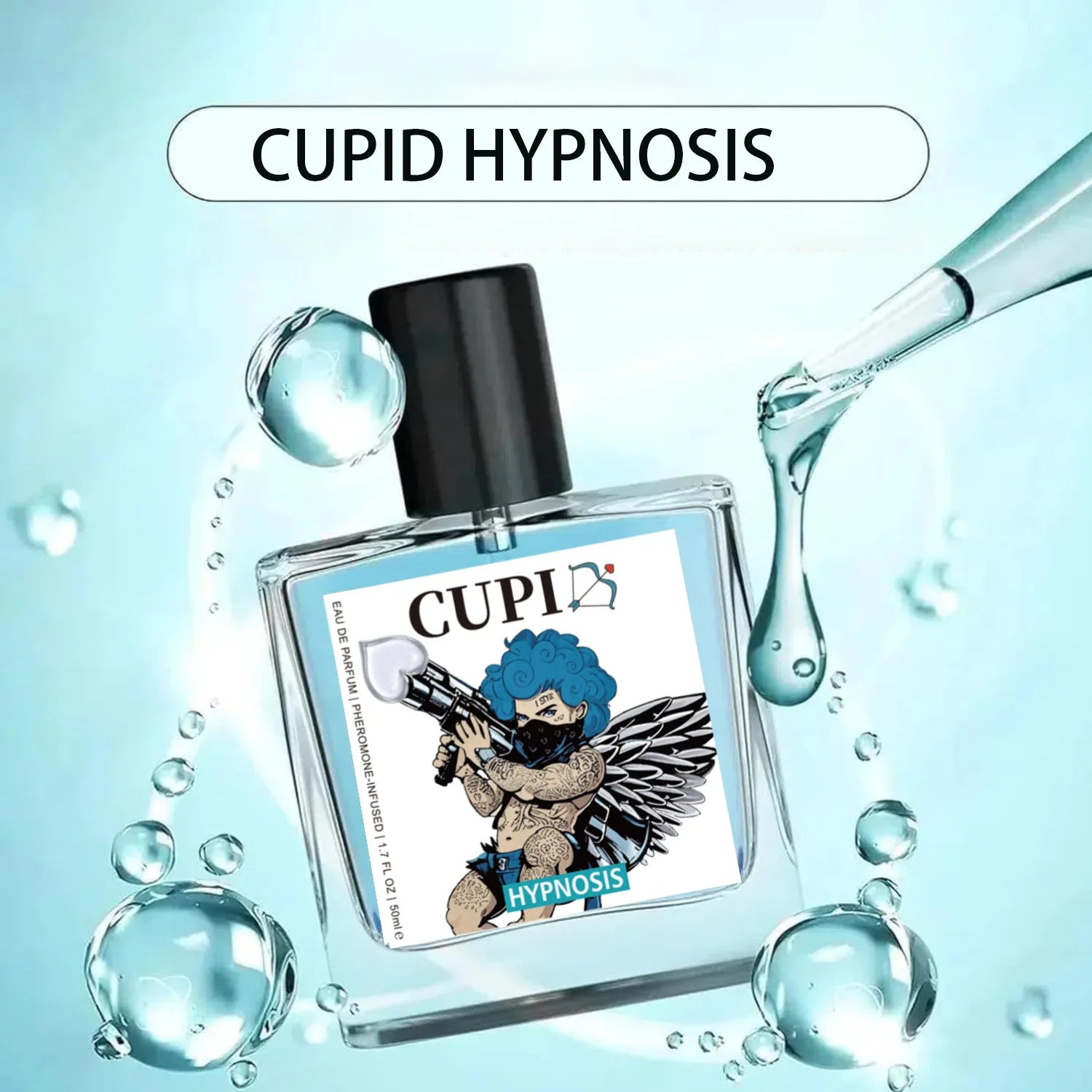 Cupid 50ml Portable Blue Phero Cologne for Men Elegant Body Spray with Comfortable Long-Lasting Fragrance