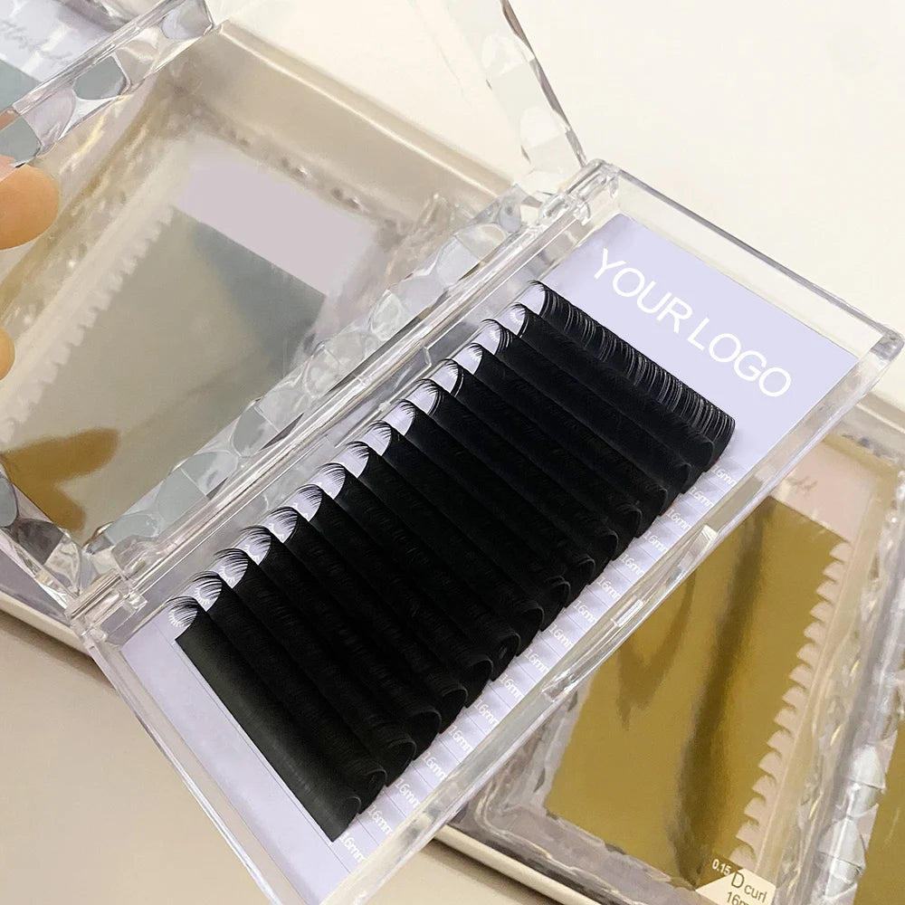 Korean PBT Private Label Faux Mink Individual Eye Lashes Supplies Lash Trays Volume Classic Cashmere Eyelash Extension