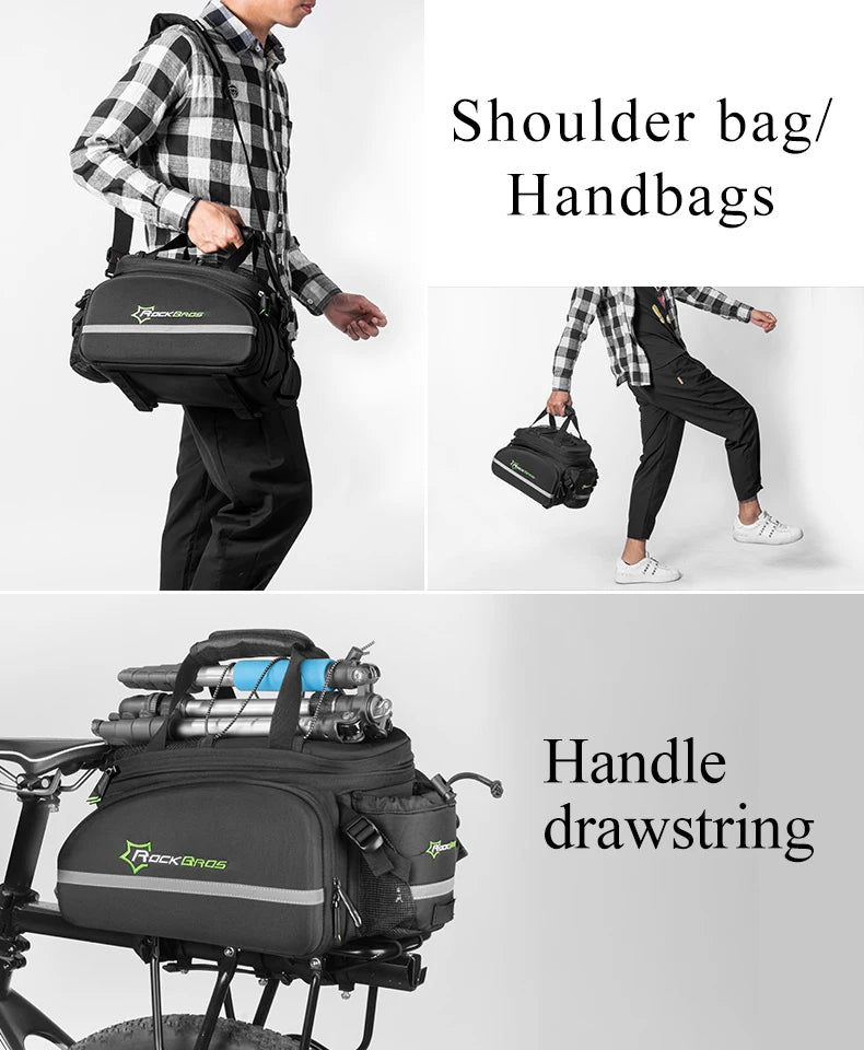 ROCKBROS Bike Panniers Carrier 3 In 1 Bicycle Trunk Bags Waterproof MTB Road Cycling Rear Rack Bag 35L Travel Luggage Cargo Bags