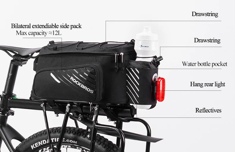 ROCKBROS Bike Panniers Carrier 3 In 1 Bicycle Trunk Bags Waterproof MTB Road Cycling Rear Rack Bag 35L Travel Luggage Cargo Bags